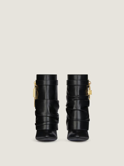 Shark Lock Stiletto Ankle Boots In Nappa Leather