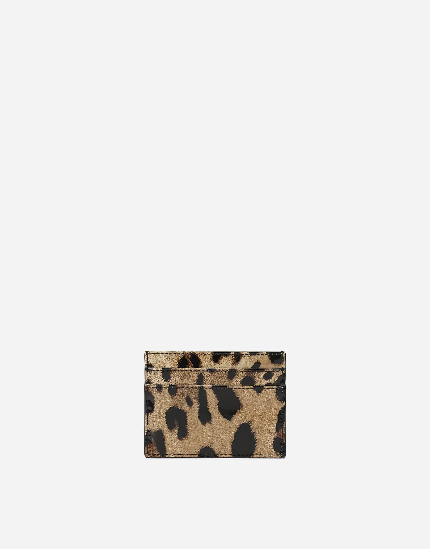 DG Polished calfskin card holder with leopard print