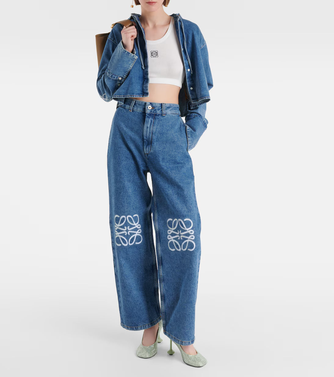 Anagram high-rise wide-leg jeans