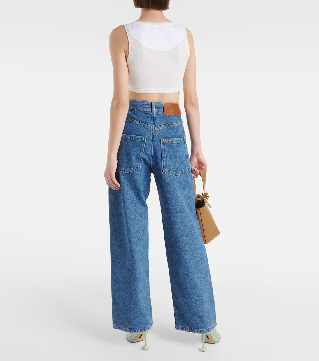 Anagram high-rise wide-leg jeans